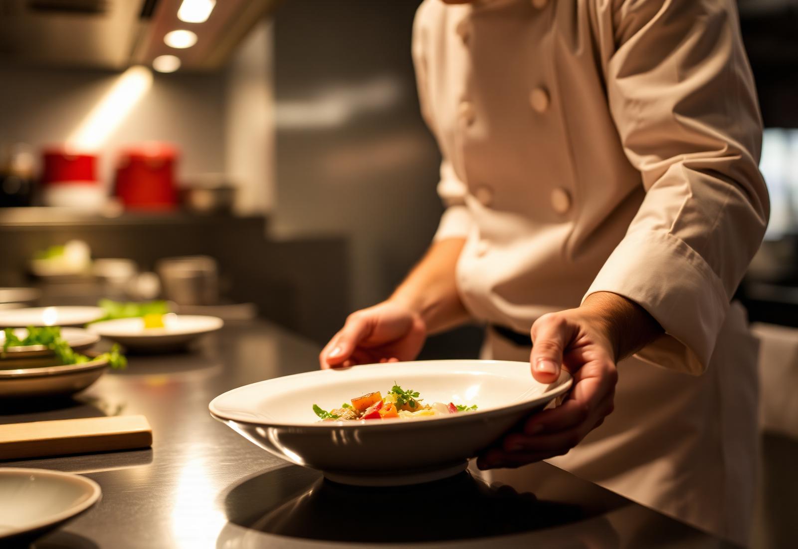 Chef plateert een gerecht